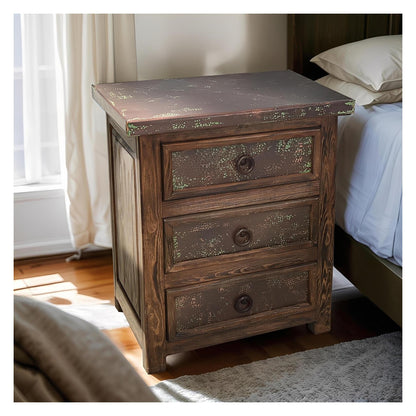 Durango 3-Drawer Copper Nightstand With Copper Top