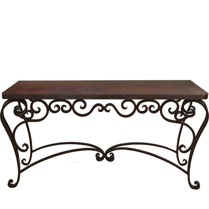 Gold Basin 60" Brown Copper Top Console With Iron Base