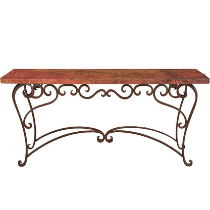 White Basin 60" Natural Copper Top Console With Iron Base