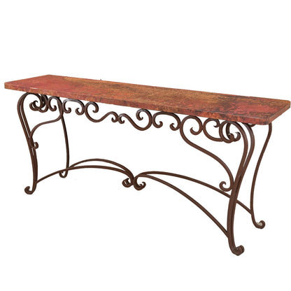 White Basin 60" Natural Copper Top Console With Iron Base