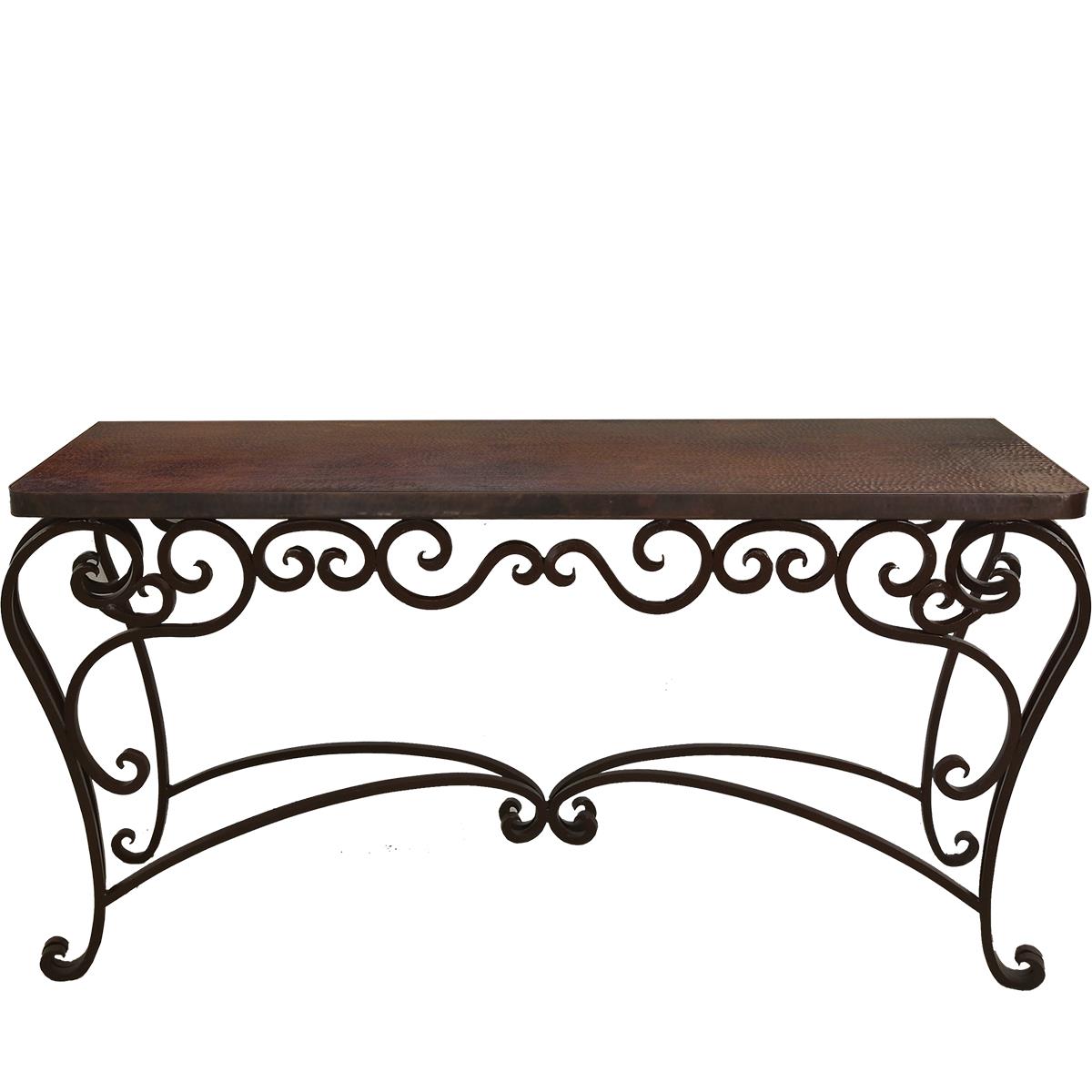 Mccamey Basin 72" Brown Copper Top Console With Iron Base