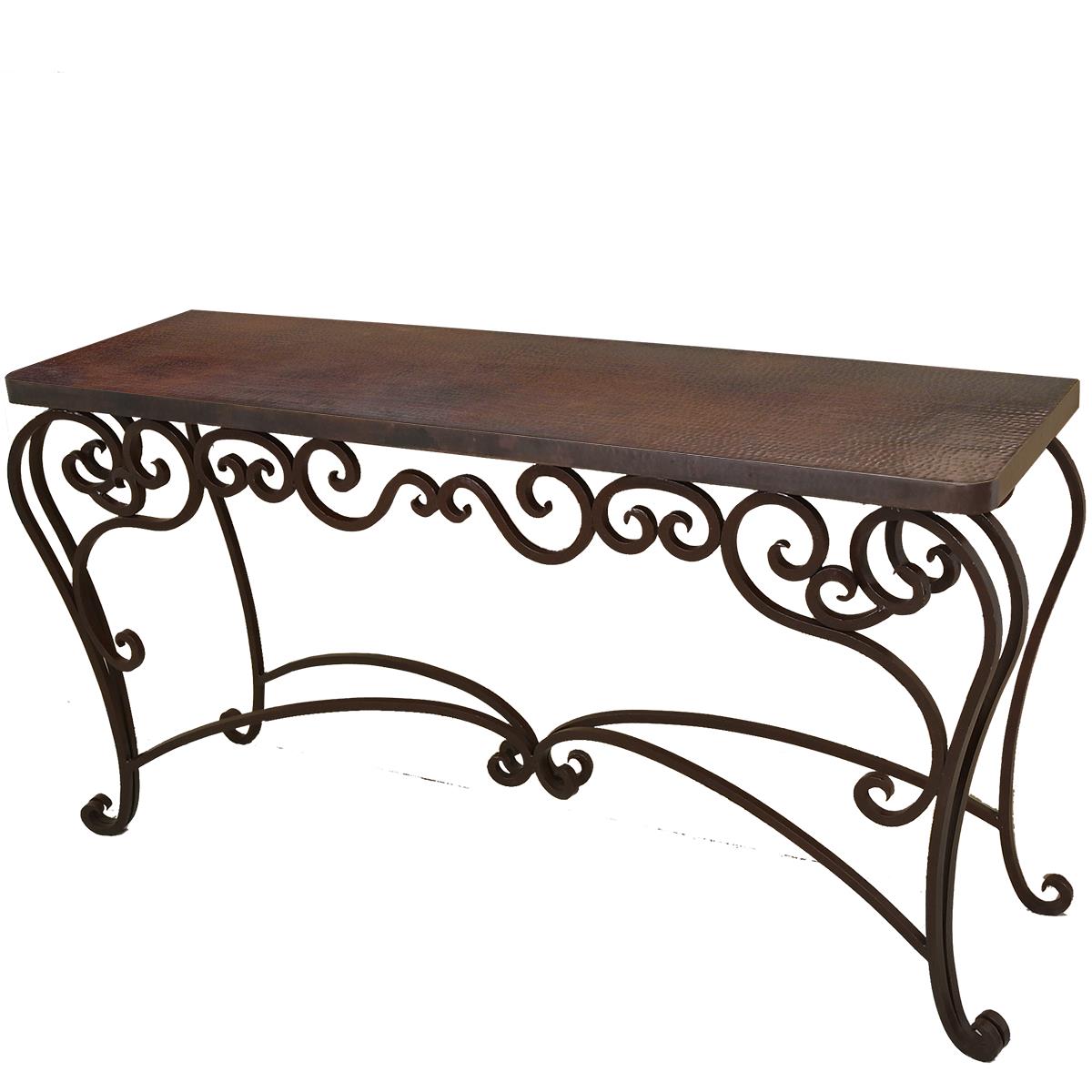 Mccamey Basin 72" Brown Copper Top Console With Iron Base