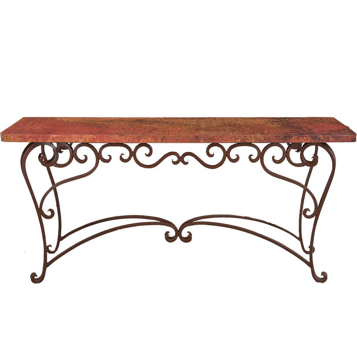 Sonora Basin 72" Natural Copper Top Console With Iron Base