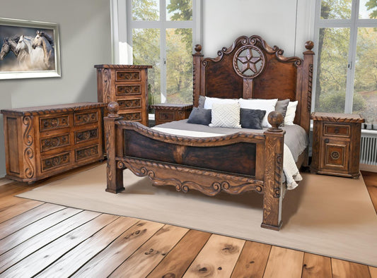 Hill Country Western Bedroom Set with Cowhide and Star - Includes Full Service Delivery