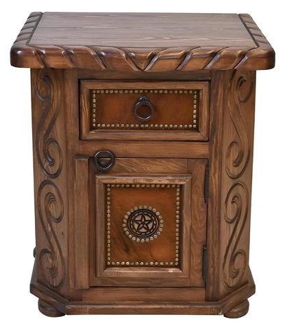 Hill Country Right Nightstand With Rope, Star & Cowhide