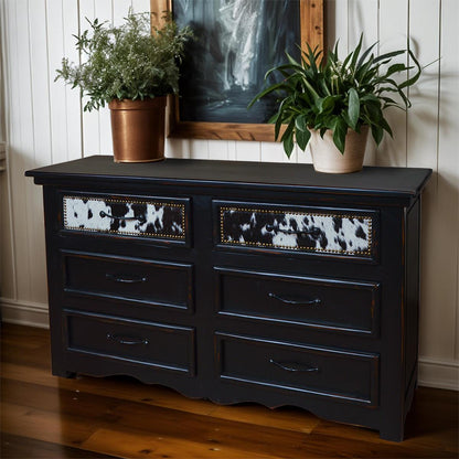 Pioneer Trail Western Bedroom Set with Black and White Cowhide - Includes Full Service Delivery