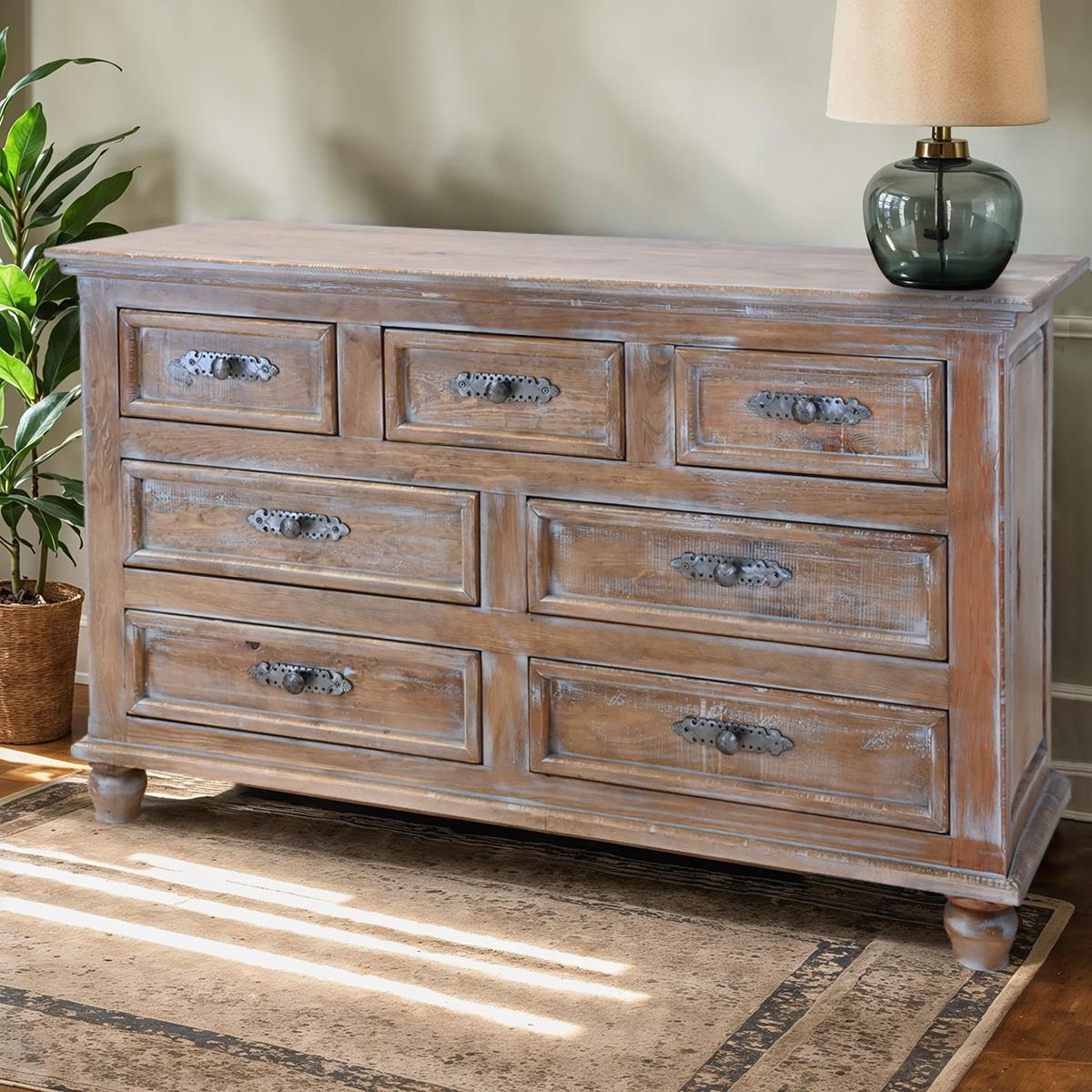 Sierra Mesa Rustic Oak Bedroom Set With Hand-Carved Headboard, Chic - Includes Full Service Delivery