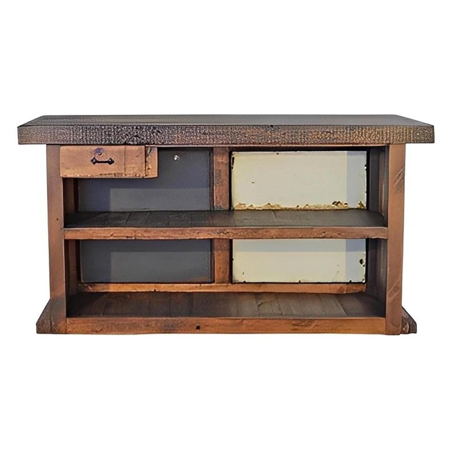 Rustic Home Bar with Vintage Corona Cerveza Panels & Distressed Wood Finish