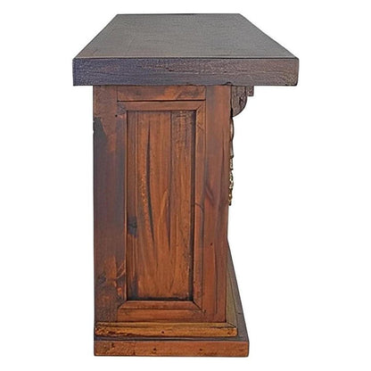 Rustic Home Bar with Vintage Corona Cerveza Panels & Distressed Wood Finish