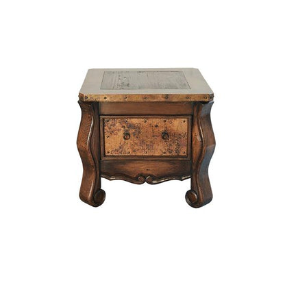 Colonial Elegance Wooden End Tables (2-Pack) with Copper Trim & Storage
