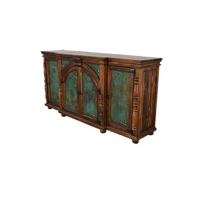 Shady Grove Wine Cabinet, Buffet | Green Copper Panels | Built-In Wine Rack