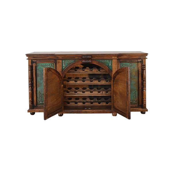 Shady Grove Wine Cabinet, Buffet | Green Copper Panels | Built-In Wine Rack
