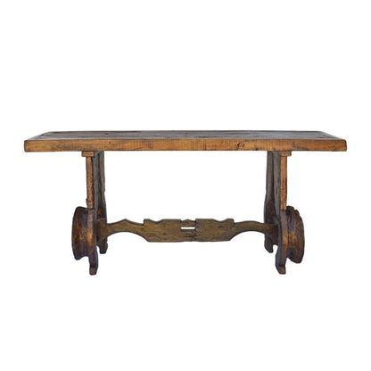 Walnut Ridge Yoke Base And Original Old Door Top Credenza / Console Table