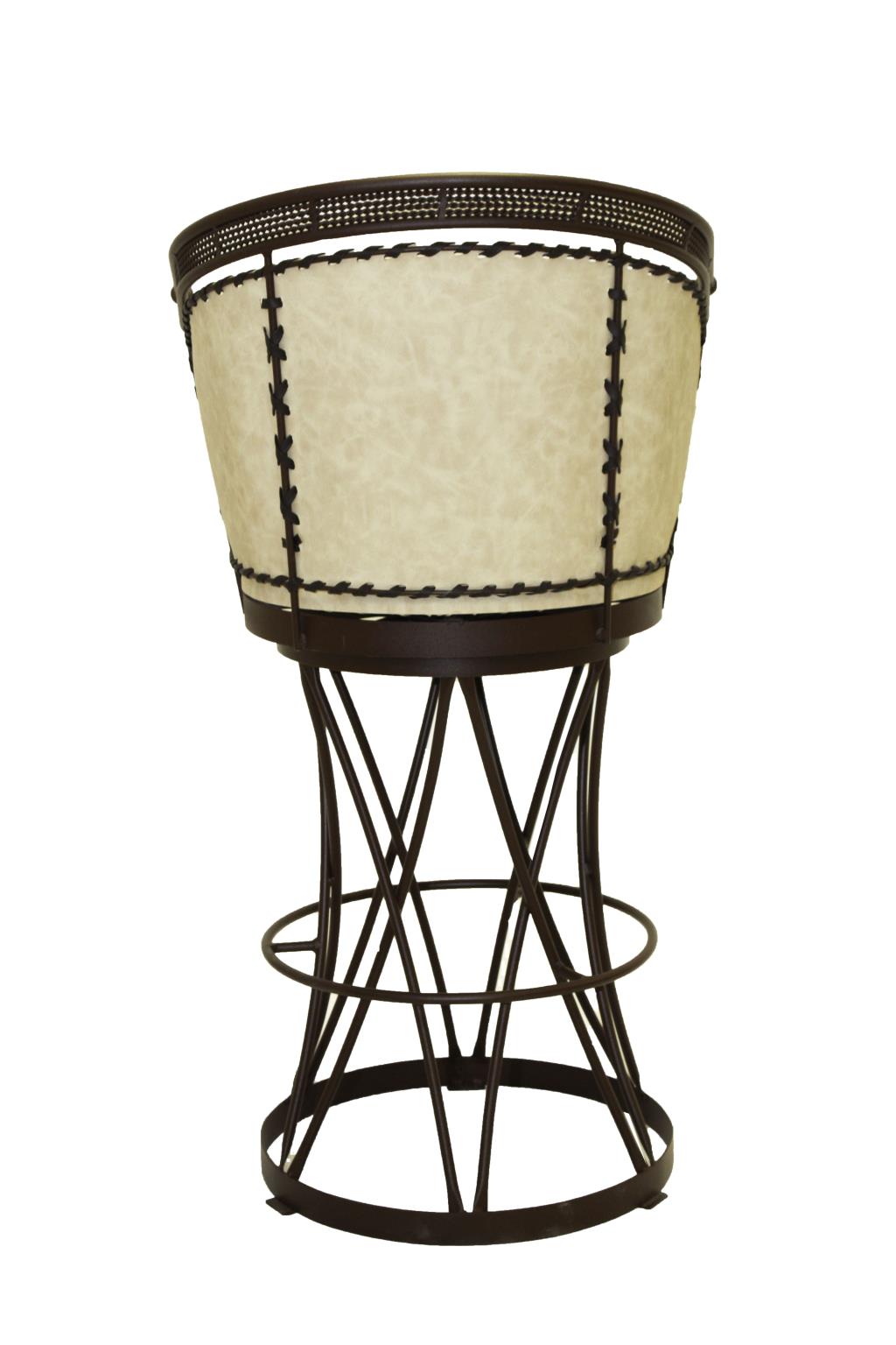 Cream Leather Swivel Barstool | Handcrafted with an Iron Base (2 or 3 Pack) | 24"