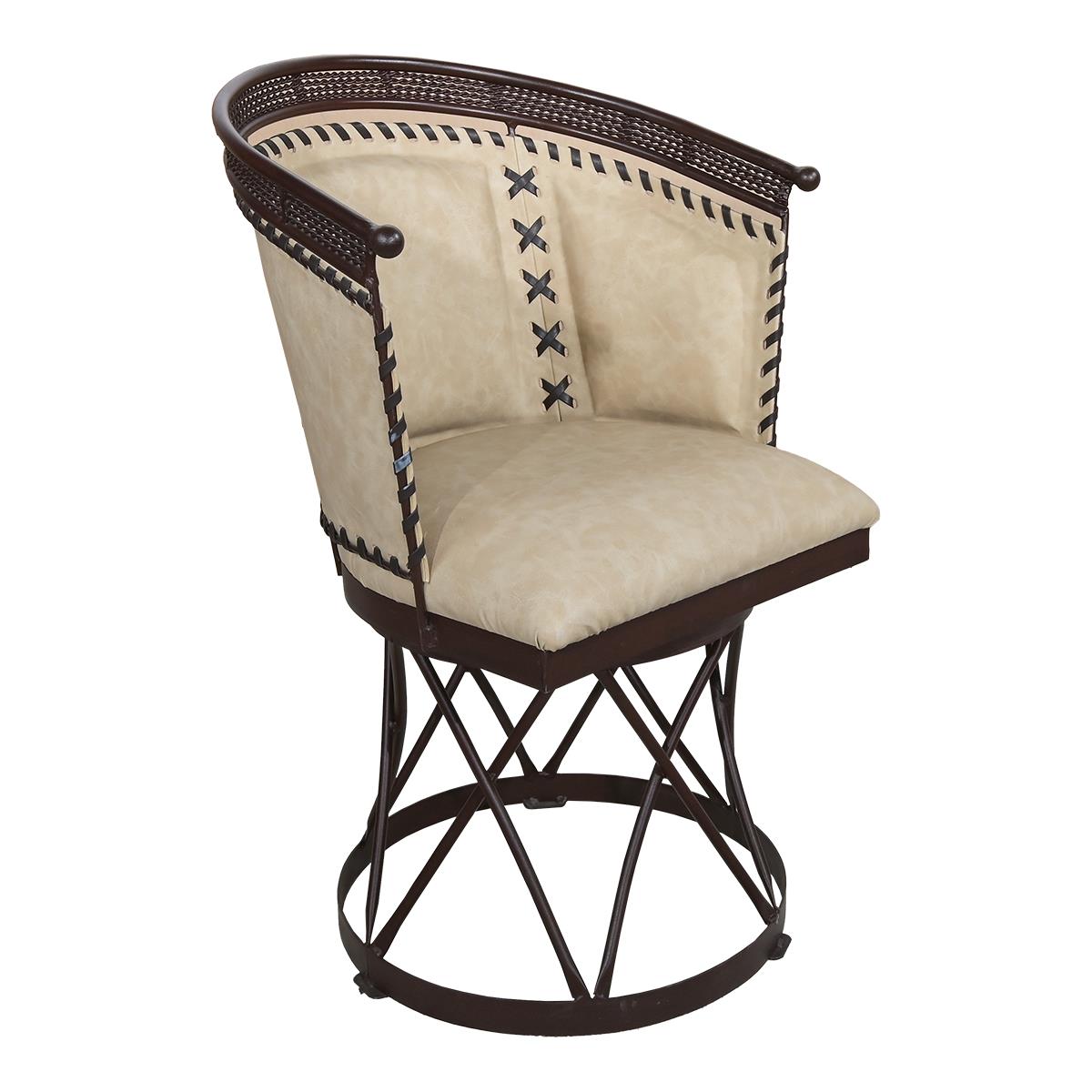 Cream Genuine Leather Swivel Dining / Studio Chair (2-Pack)