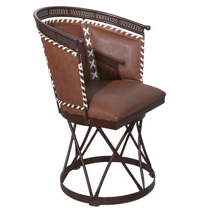 Brown Genuine Leather Swivel Dining / Studio Chair (2-Pack)