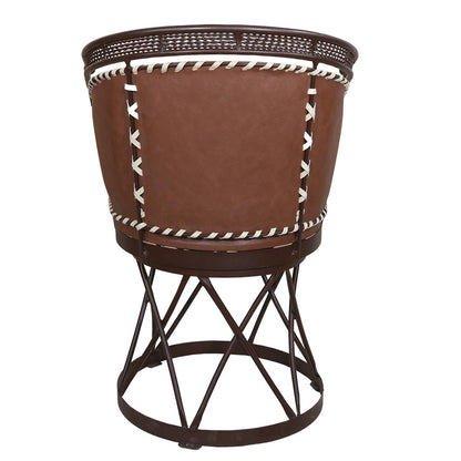 Brown Genuine Leather Swivel Dining / Studio Chair (2-Pack)