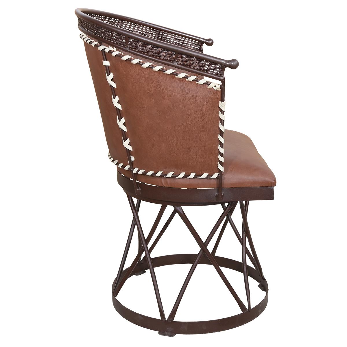 Brown Genuine Leather Swivel Dining / Studio Chair (2-Pack)