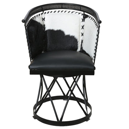 Black & White Cowhide Swivel Dining / Studio Chair (2-Pack)