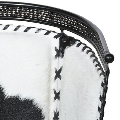Black & White Cowhide Swivel Dining / Studio Chair (2-Pack)