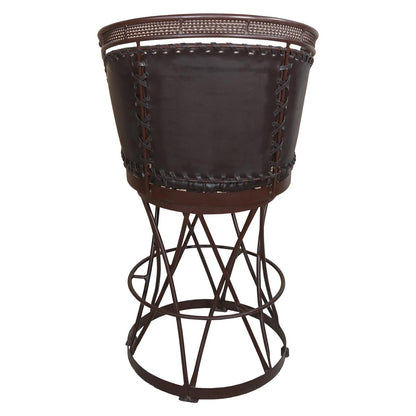 Cowhide & Leather Barrel Back Swivel Barstool w/ Solid Steel Construction (2 or 3 Pack) 28"
