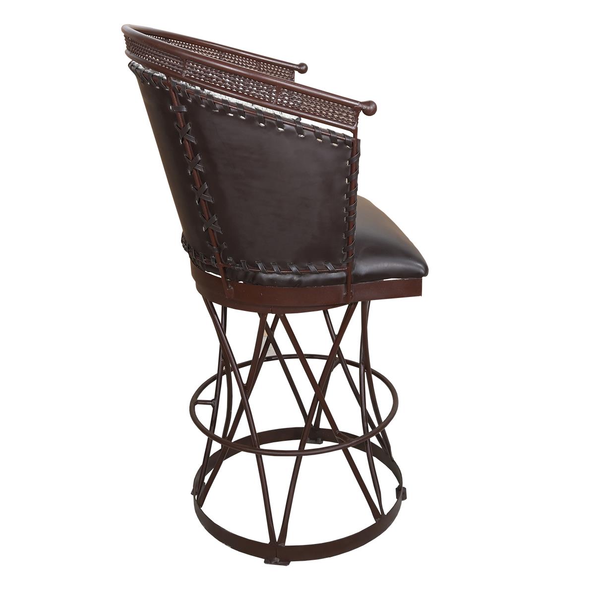 Cowhide & Leather Barrel Back Swivel Barstool w/ Solid Steel Construction (2 or 3 Pack) 28"