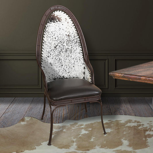 High Back Cowhide & Leather Dining Chair (2-Pack)