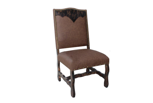 Cognac Upholstered Side Dining Chair W/ Cowhide Top (2-Pack)