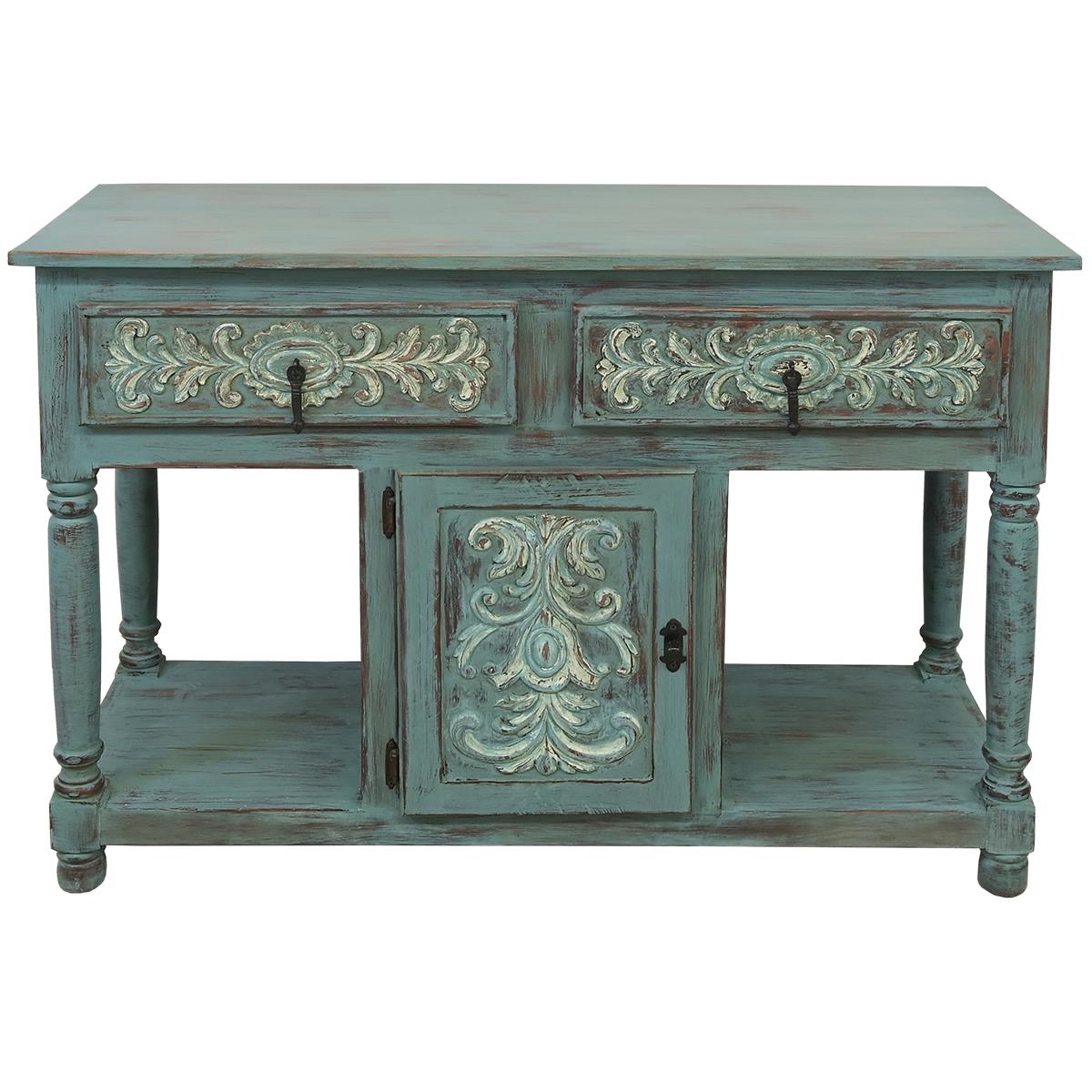 Deer Canyon Console In Gray Blue Wash Finish
