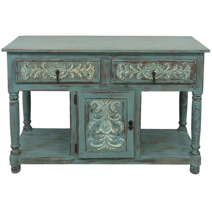 Deer Canyon Console In Gray Blue Wash Finish