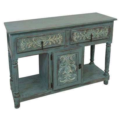 Deer Canyon Console In Gray Blue Wash Finish