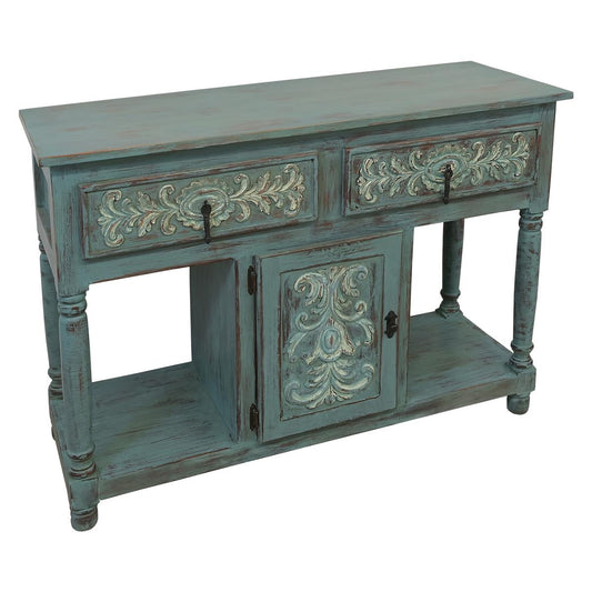 Deer Canyon Console In Gray Blue Wash Finish
