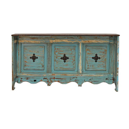 Santa Fe Cantina Bar – Turquoise Distressed Wood with Rustic Charm