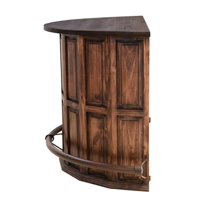 Curved Wooden Bar (Dark Finish) with a Foot Rail 63"x31"x42"