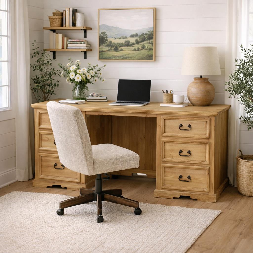 Desert Sand Hand-Carved Executive Desk