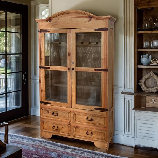 Gold Spur II Gun Cabinet w/ Built-In Rack | Glass Display & Handcrafted Wood
