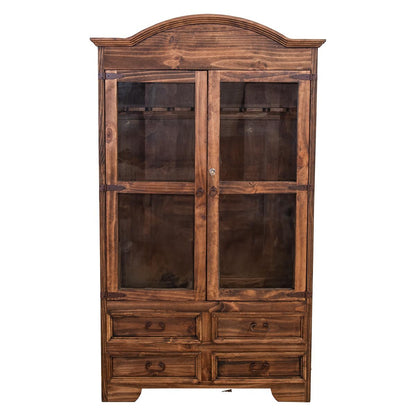Gold Spur Gun Cabinet w/ Built-In Rack | Glass Display & Handcrafted Wood