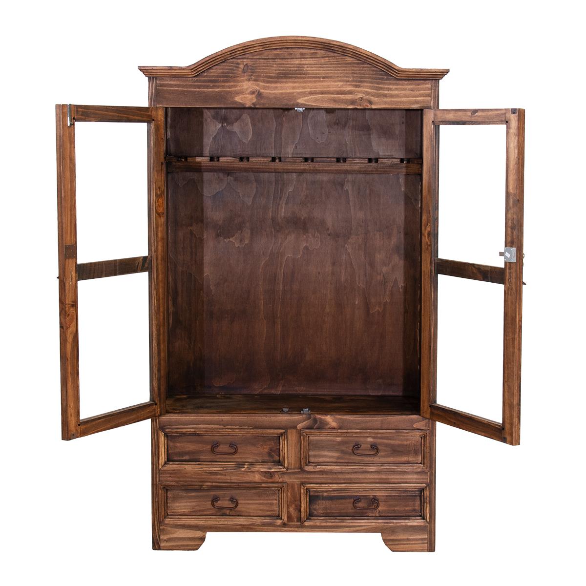 Gold Spur Gun Cabinet w/ Built-In Rack | Glass Display & Handcrafted Wood