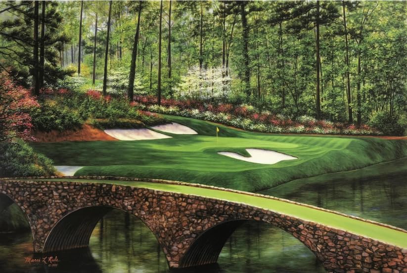 Augusta National Golden Bell #12 Scenic Golf Course Landscape Art Metal Print with Wood Frame, 16 x 24 in, incorporates the latest achievements in photographic inkjet technology