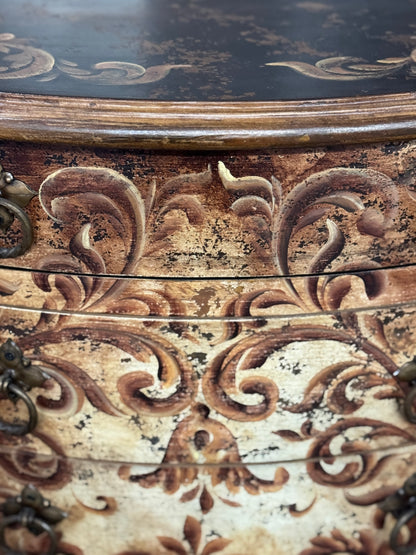 Chaumont-sur-Loire Nightstands (2-Pack), Black With Antique Gold Accents, Distressed Floral Scroll Finish