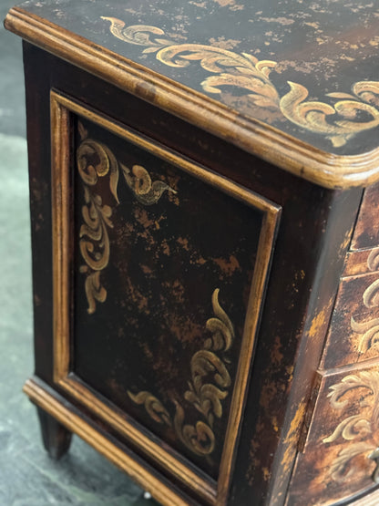 Chaumont-sur-Loire Nightstands (2-Pack), Black With Antique Gold Accents, Distressed Floral Scroll Finish