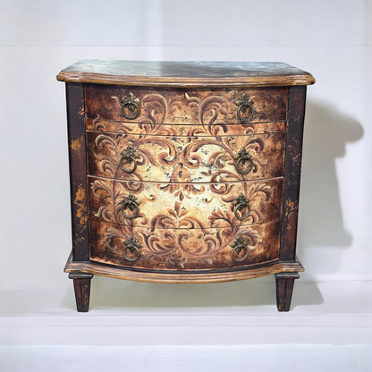 Chaumont-sur-Loire Nightstands (2-Pack), Black With Antique Gold Accents, Distressed Floral Scroll Finish