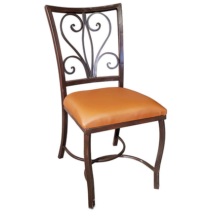 Florence 48" Round Copper Top Dining Table with 4 Iron Scroll-Back Chairs