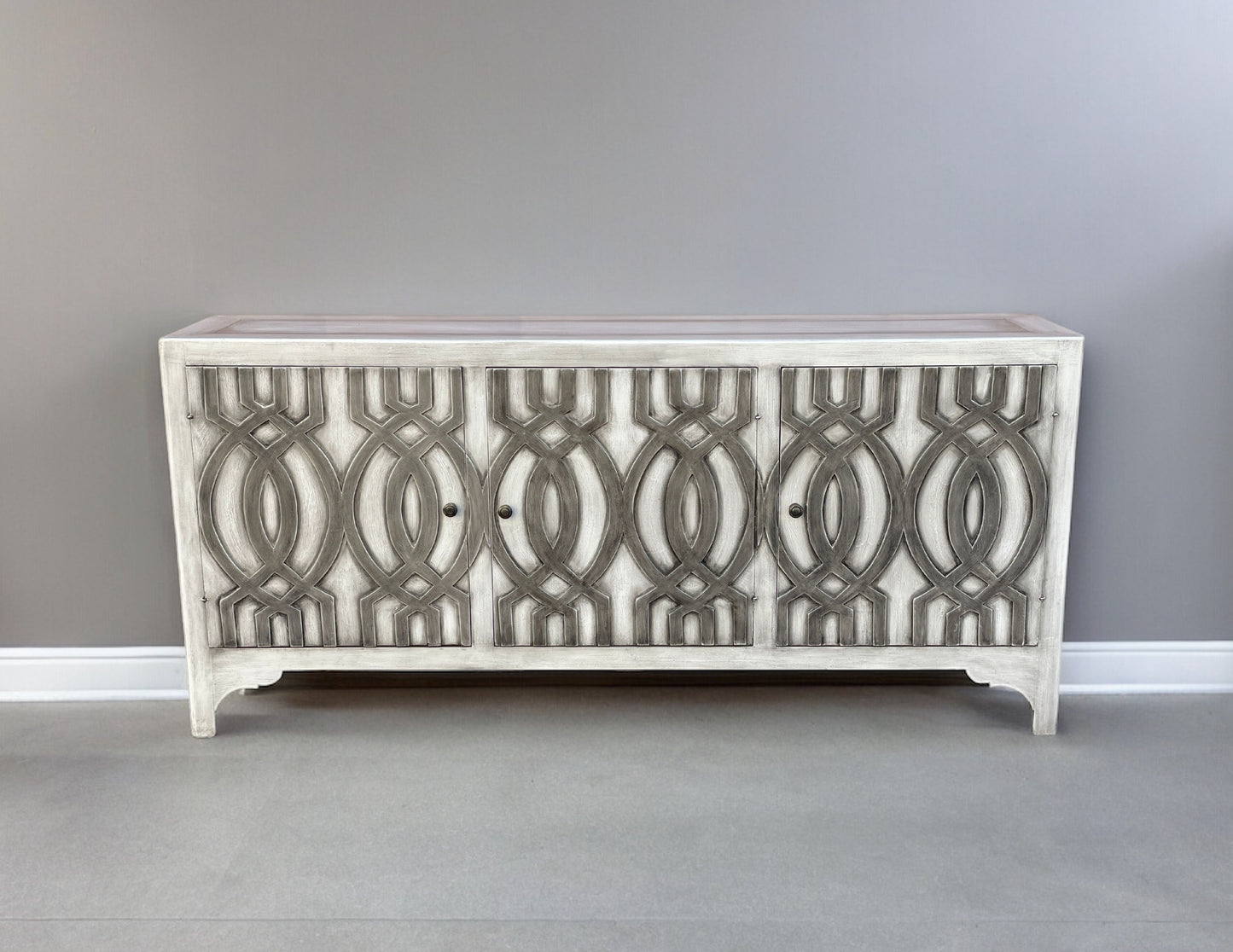 Lisbon Antique Silver Dining Room Buffet Table Handcrafted Luxury Timeless Statement - 17x78x36