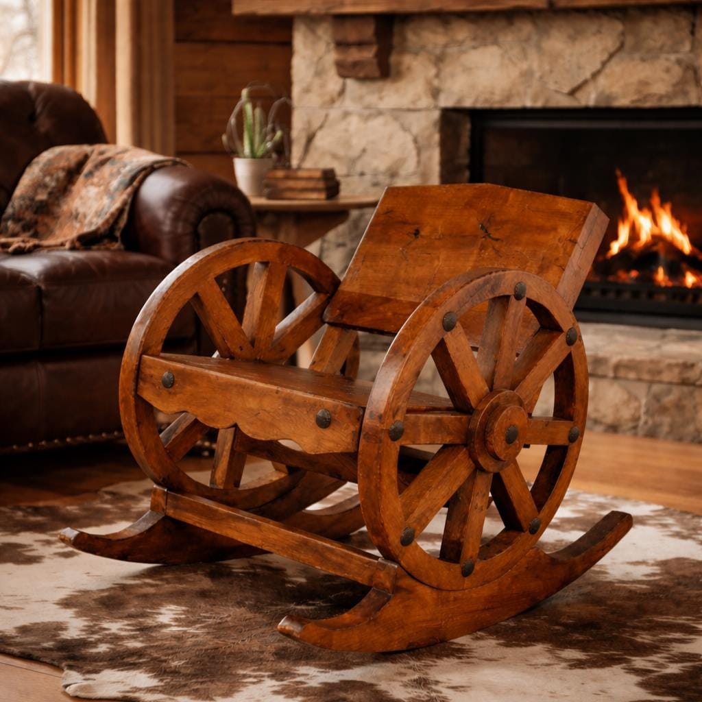 Frontier Wagon Wheel Rocking Chair (2 Pack)