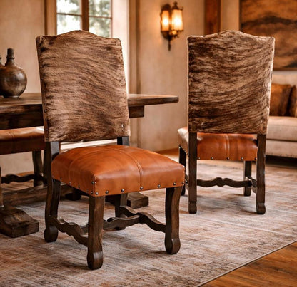 Cattleman's Dining Chairs (Set of 2) - Genuine Cowhide & Leather