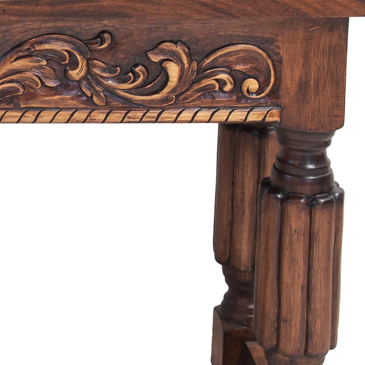 Lucky Horseshoe Hand Carved Console with Parota Top - 72 x 20 x 34.5"