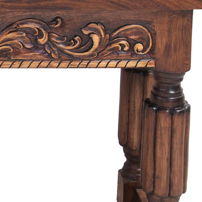 Lucky Horseshoe Hand Carved Console with Parota Top - 72 x 20 x 34.5"