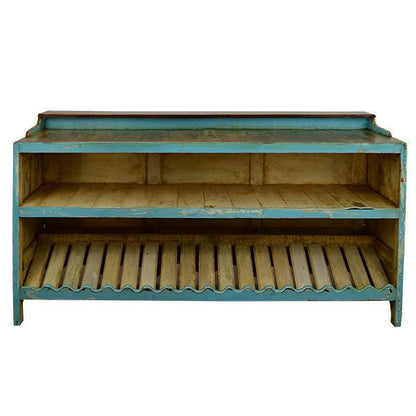 Santa Fe II Cantina Bar – Turquoise Distressed Wood with Rustic Charm