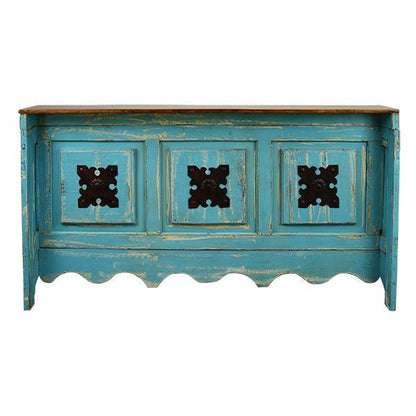 Santa Fe II Cantina Bar – Turquoise Distressed Wood with Rustic Charm